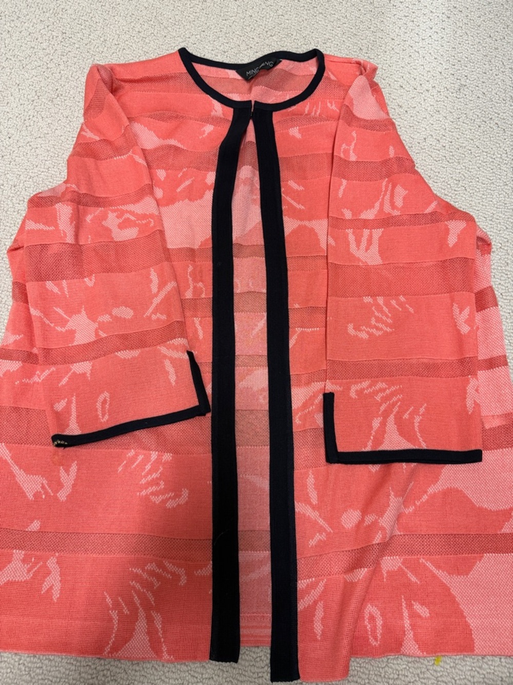 Ming Wang Coral Knit Top with Black Trim - Picture 2 of 3